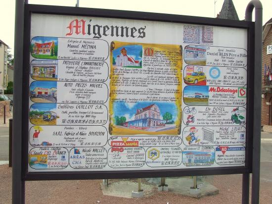 Migennes, un panneau signalétique.