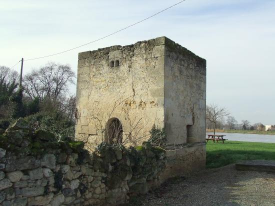 Génissac, une tour avec son pigeonnier.