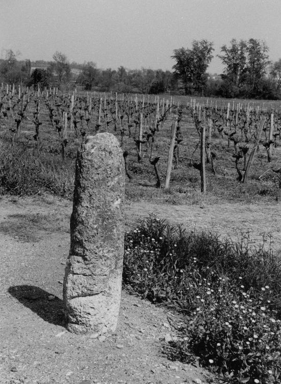 Vayres, une borne romaine à Saint-Pardon.